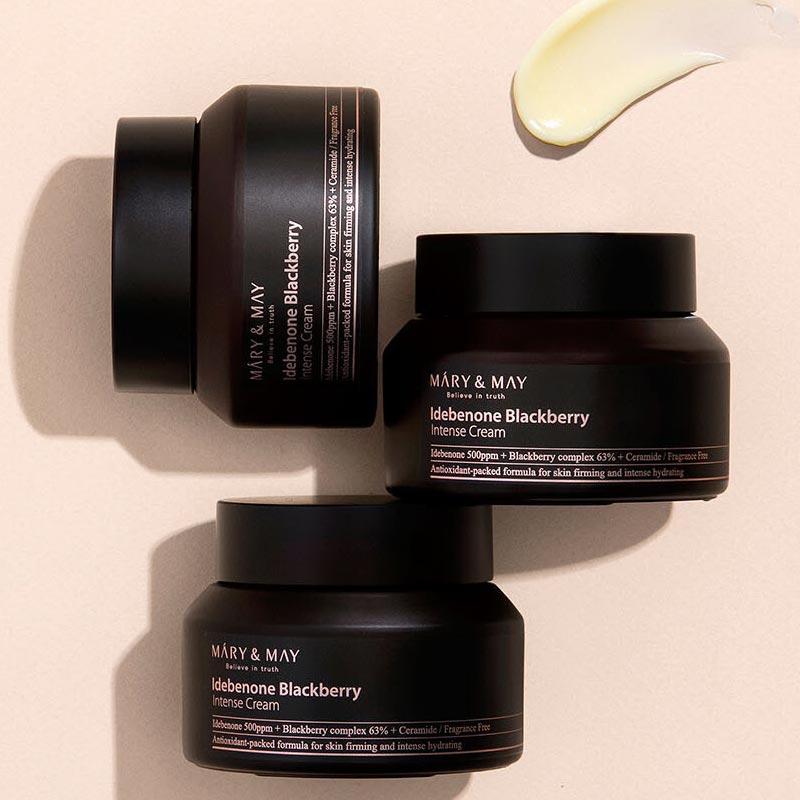Мултифункционален интензивен крем за лице с комплекс от идебенон и къпини MARY&MAY Idebenone + Blackberry Complex Intensive Cream