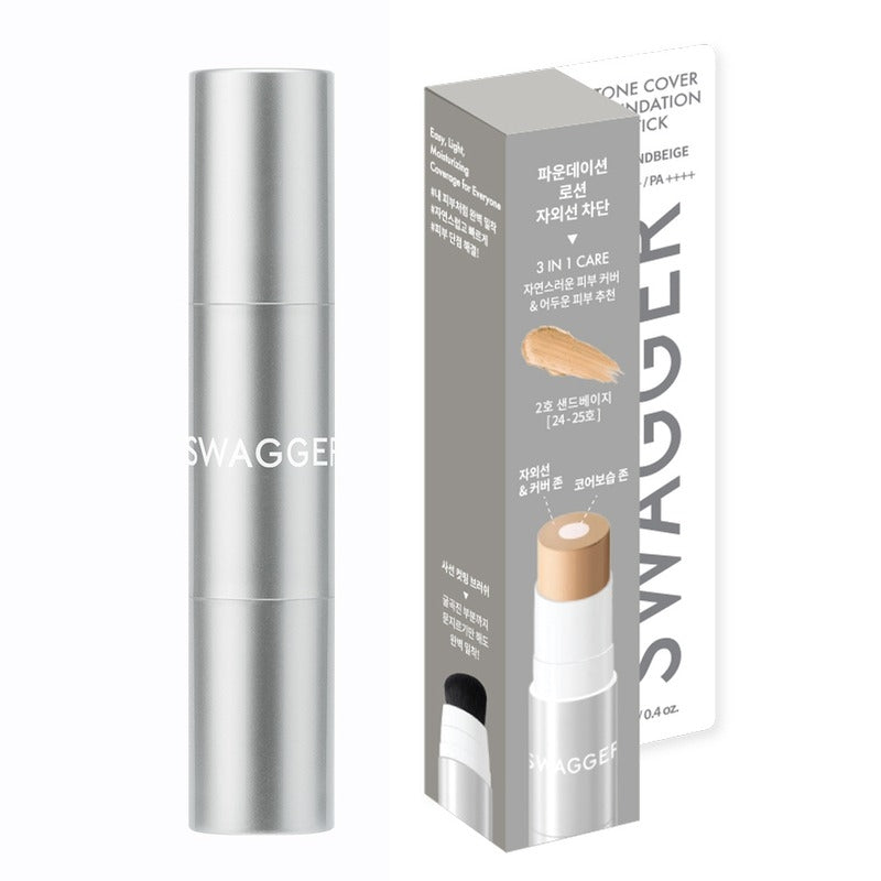 Унисекс Дълготраен Стик фон дьо тен за грижа и перфектно покритие с SPF50 Swagger Tone Cover Foundation Stick 50+ PA++++
