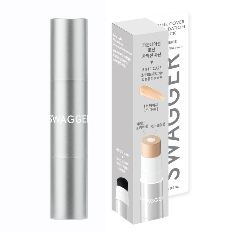Унисекс Дълготраен Стик фон дьо тен за грижа и перфектно покритие с SPF50 Swagger Tone Cover Foundation Stick 50+ PA++++