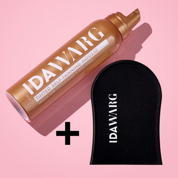 Сет за Перфектен незабавен тъмен тен IDA WARG Instant Self-Tanning Mousse Medium Dark & Self-Tan Applicator Mitt