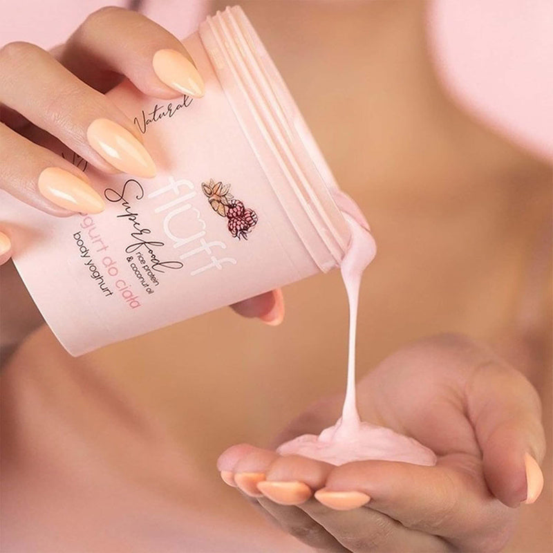 Дълбоко подхранващ йогурт за тяло с оризов протеин – Малина и бадем FLUFF Body Yoghurt