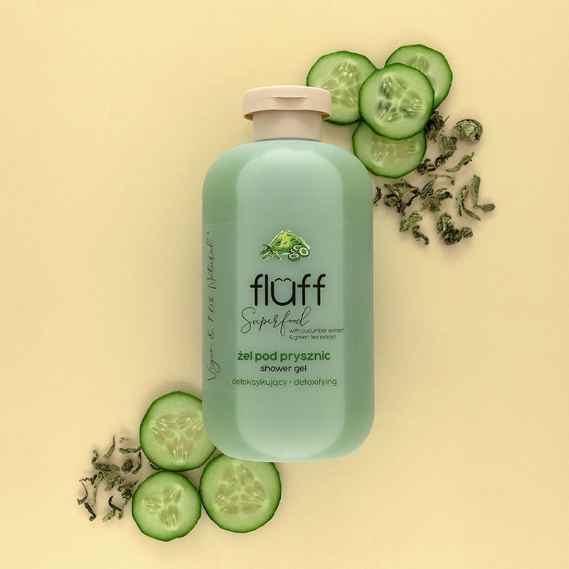 Детоксикиращ душ гел с аромат на краставица и зелен чай FLUFF Detoxifying Shower Gel