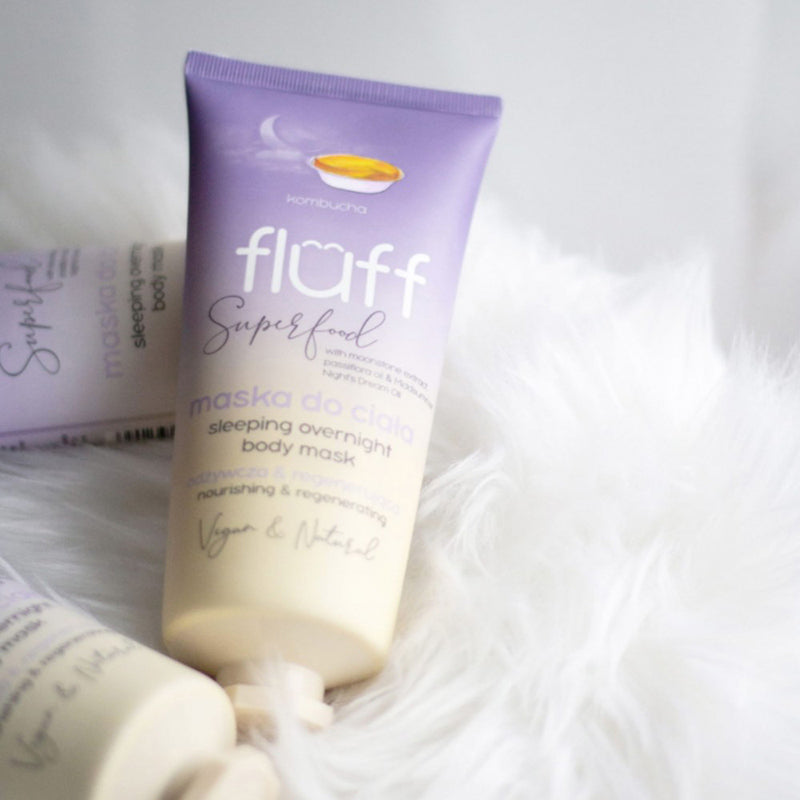 Възстановяваща нощна маска за тяло с екстрат от лунен камък – Комбуча FLUFF Sleeping Overnight Body Mask