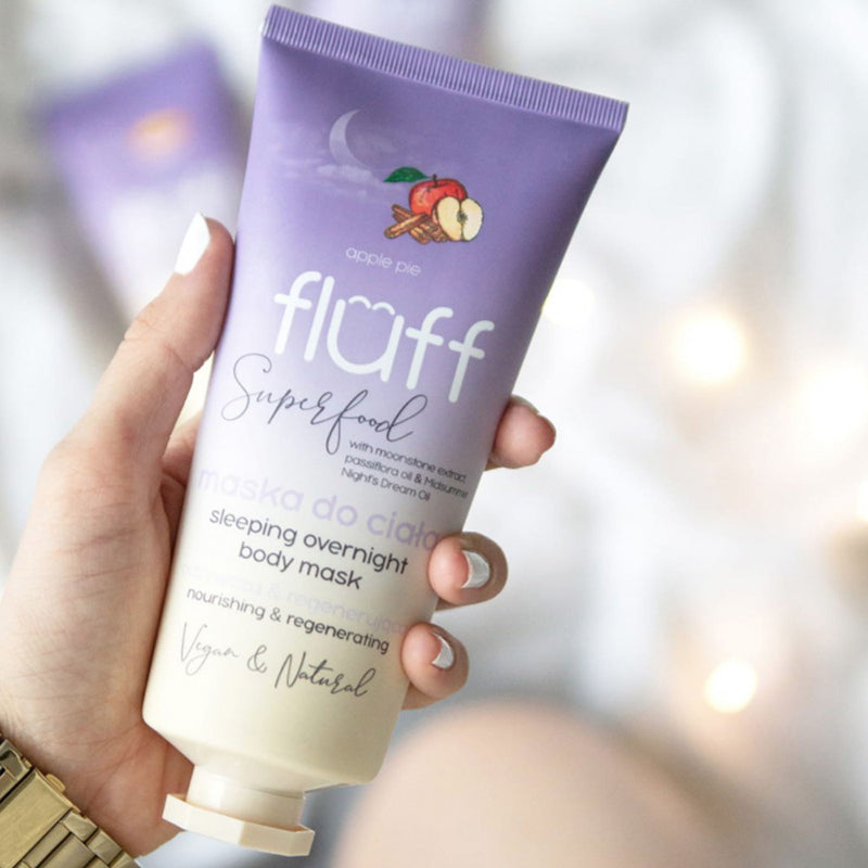Възстановяваща нощна маска за тяло с екстрат от лунен камък – Ябълков пай FLUFF Sleeping Overnight Body Mask