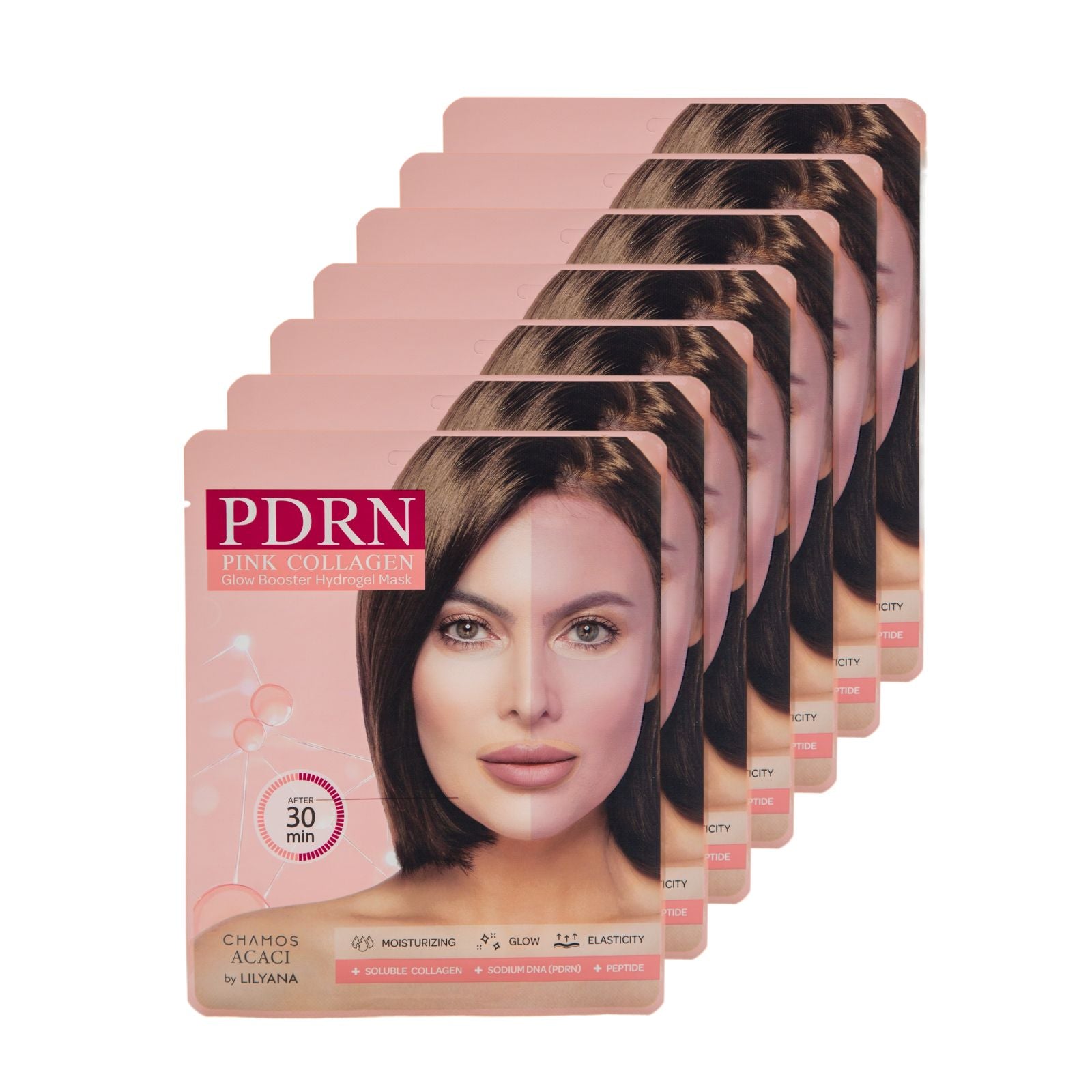 Сет от 7 броя PDRN Озаряващ Бустер - Абсорбираща Хидрогел Маска Chamos ACACI by Lilyana