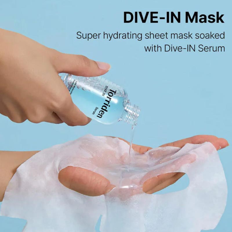 Маска за лице с ниско молекулна хиалуронова киселина Torriden DIVE-IN Low molecule Hyaluronic acid Mask Pack