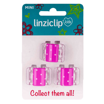 Щипка за коса детска малка пинк ретро точки Linziclip kids MINI