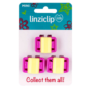 Щипка за коса детска малка жълта с пинк крила Linziclip kids MINI