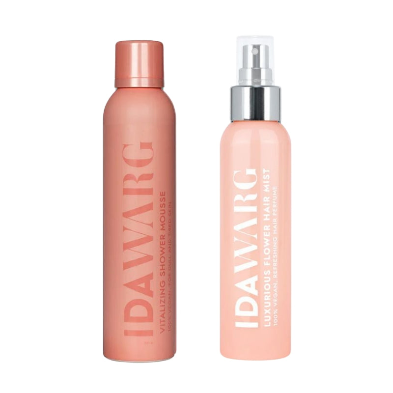Сет Грижа за коса и тяло СЛЪНЧЕВА ФЕЕРИЯ  IDA WARG Vitalizing Shower Mousse & Luxurious Flower Hair Mist Perfume