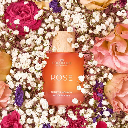 Почистващо масло за лице с подхранващ и подмладяващ ефект COCOSOLIS ROSE Purify & Nourish Oil Cleanser