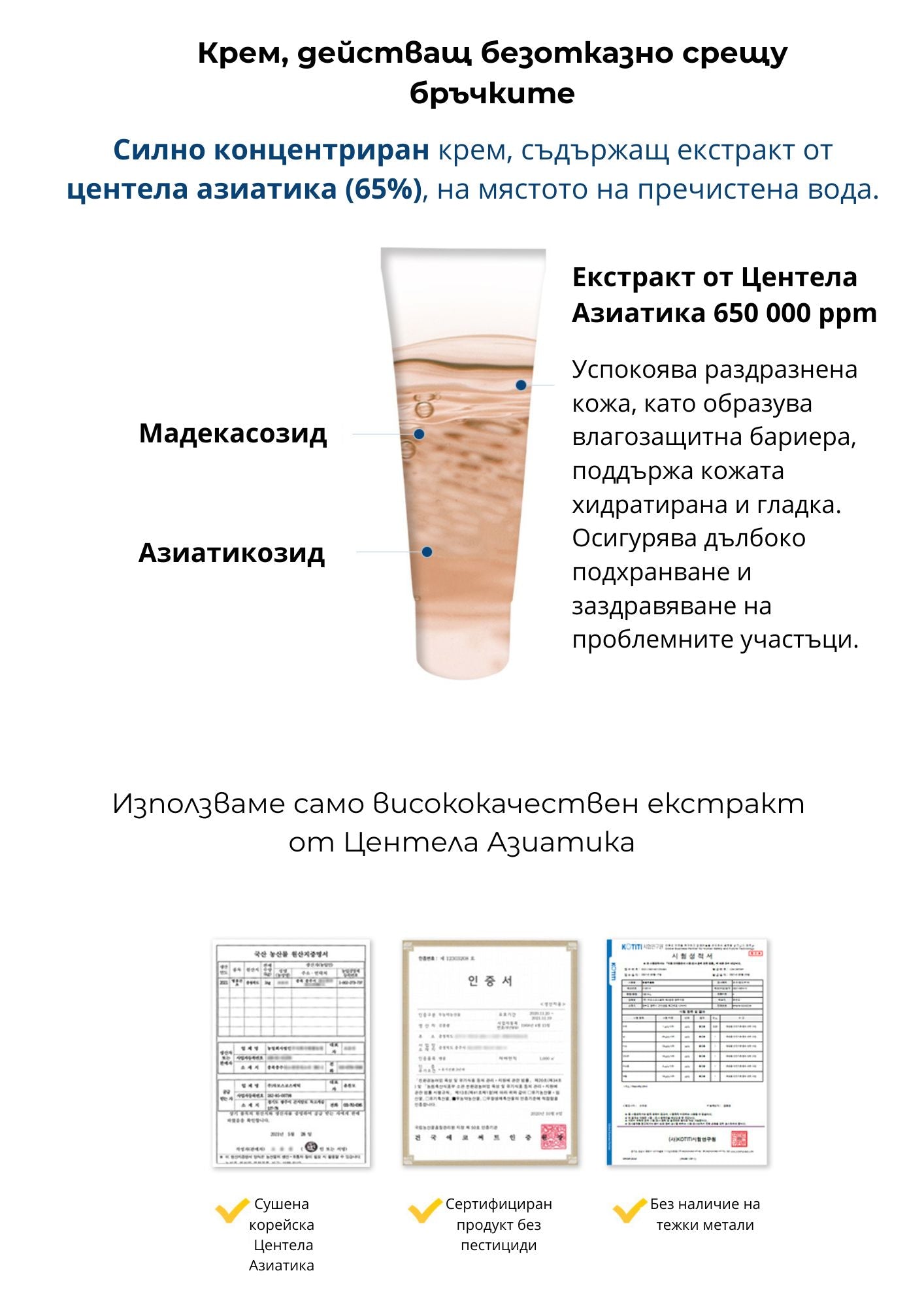 Хидратиращ и възстановяващ крем с 65% Центела Азиатика Chamos Blansen