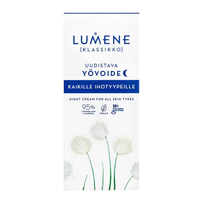 Нощен възстановяващ крем за всеки тип кожа Lumene Klassikko night cream for all skin types