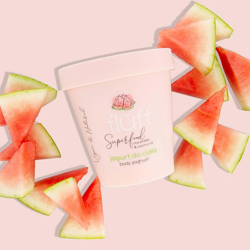 Дълбоко подхранващ йогурт за тяло с оризов протеин  – Диня FLUFF Body Yoghurt
