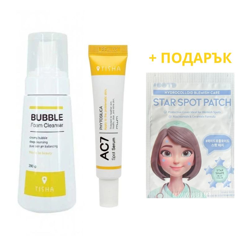 Сет за чиста кожа Dr. Tisha Anti Acne AC7 & Bubble Foam Cleanser