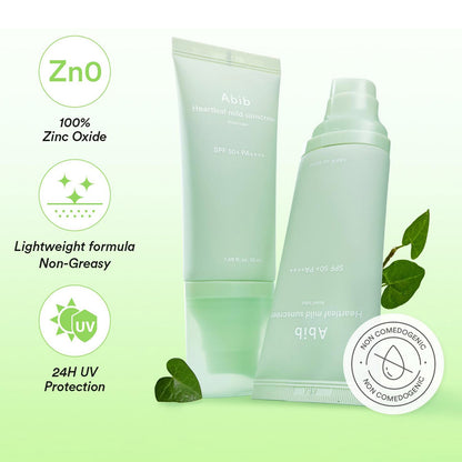 Минерален слънцезащитен крем SPF50+ ABIB Heartleaf Mild Sunscreen Relief Tube