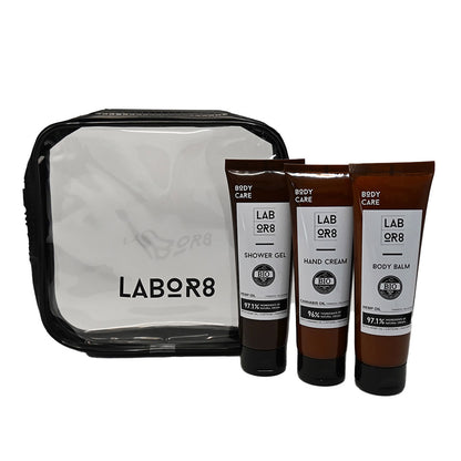 Комплект за пътуване - душ гел, балсам за тяло и крем за ръце Labor8 Travel Kit