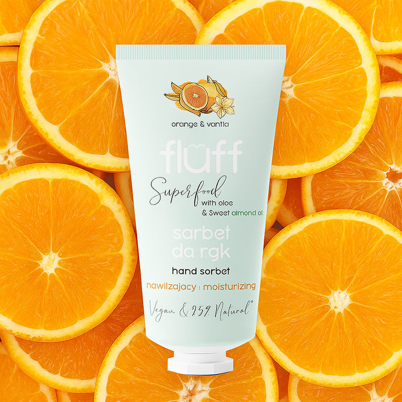 Хидратиращ крем сорбе за ръце – Портокал и ванилия FLUFF Moisturizing Hand Sorbet