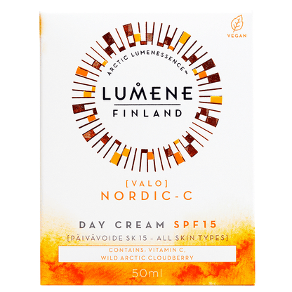 Дневен крем с витамин C SPF15 за блясък и сияние за всеки тип кожа Lumene NORDIC-C Valo