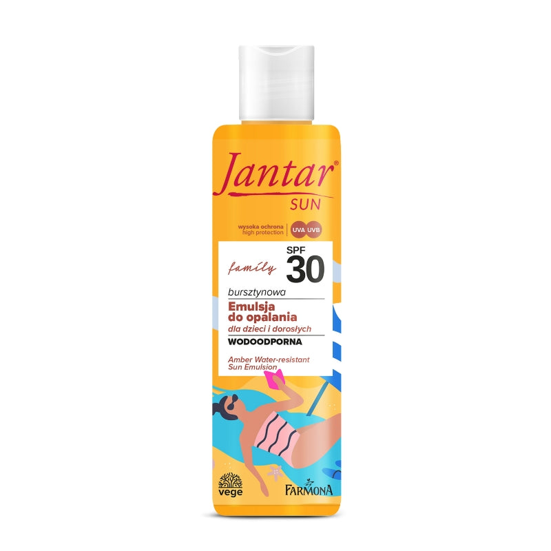 Водоустойчива слънцезащитна емулсия с висока защита SPF 30 Farmona Jantar SUN Amber