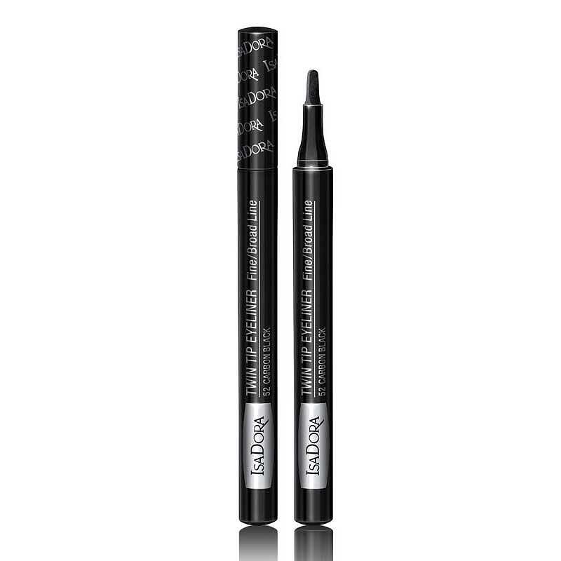 Очна линия с плосък връх IsaDora Twin Tip Eyeliner 52 Carbone Black