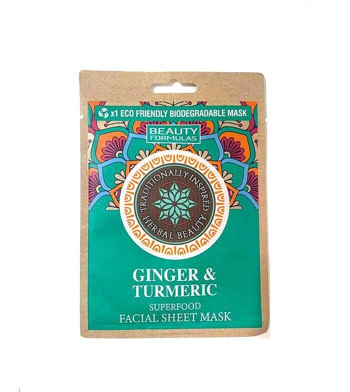 Ревитализираща маска с Джинджифил и Куркума Beauty Formulas Ginger and Turmeric Facial Sheet Mask