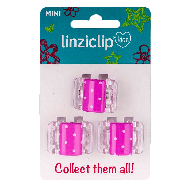 Щипка за коса детска малка пинк ретро точки Linziclip kids MINI