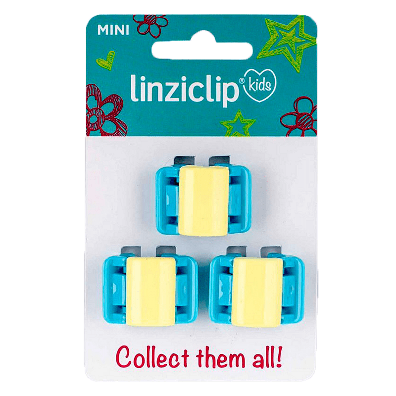 Щипка за коса детска малка жълта с тюркоаз крила Linziclip kids MINI